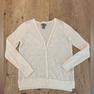 G.H. Bass Lace Front Cardigan Sweater sz M EUC